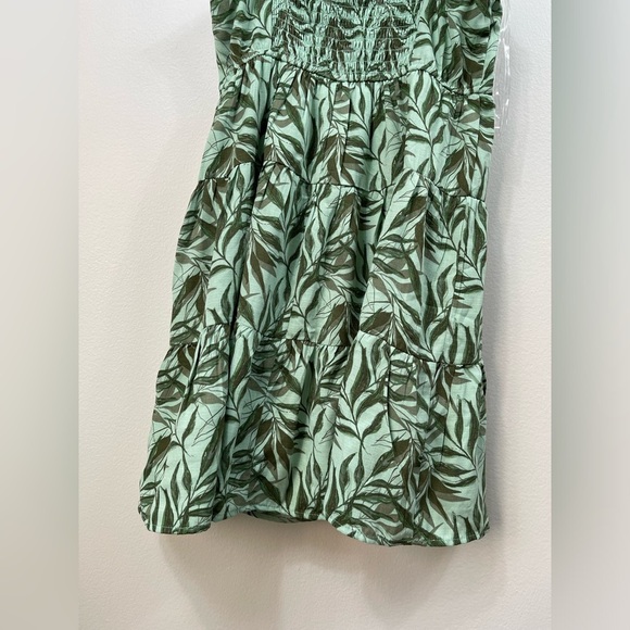Leaf Print Green Kids Midi Mini Dress SunDress by Trixxi Size M - Picture 9 of 13